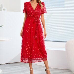 V-neck Mid-Length Dress